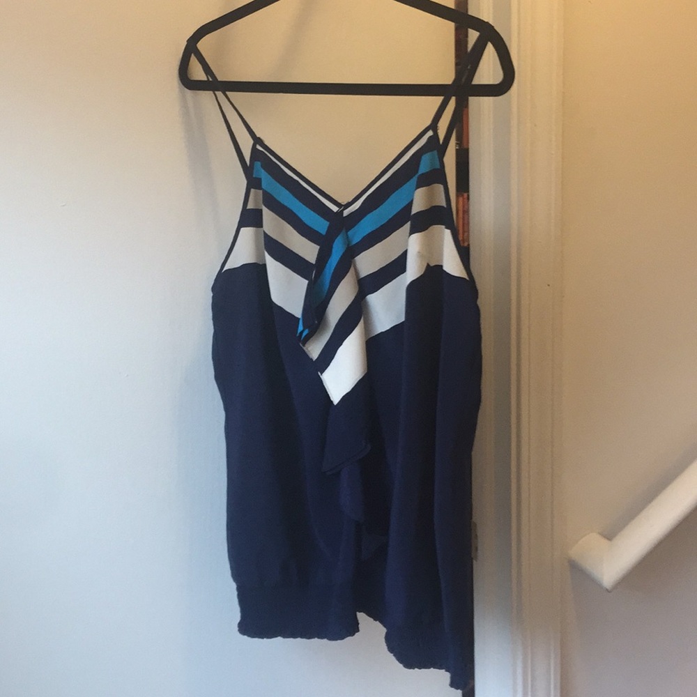 Navy tank top wii stripe detail